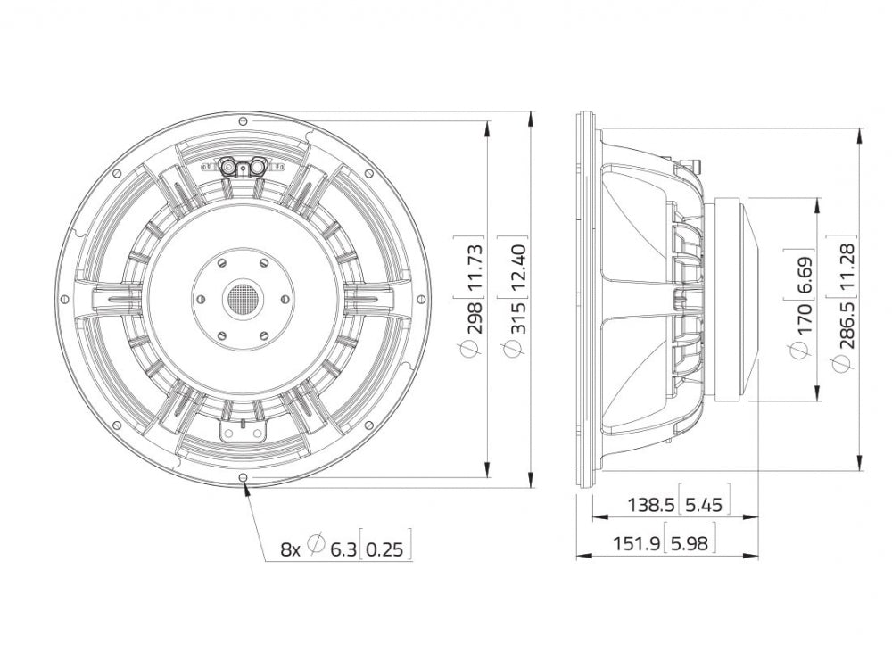 LAVOCE WAF122.50-4 12 Zoll  Woofer,Ferrit,"Alukorb