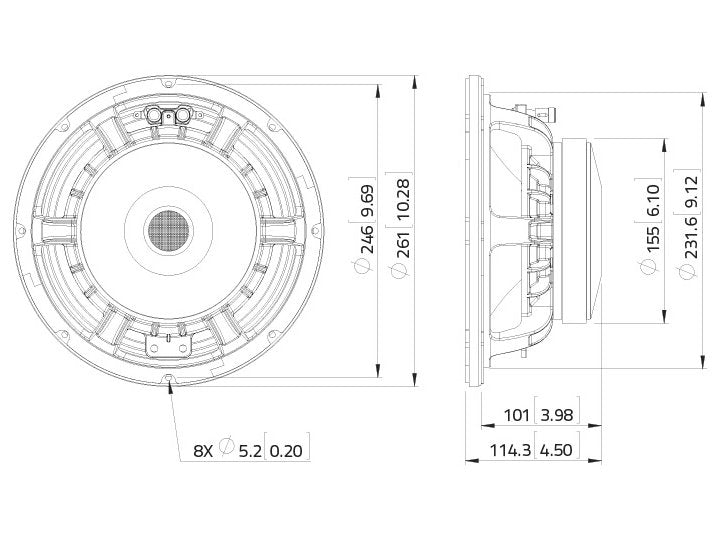 LAVOCE WAF102.50A 10 Zoll  Woofer,Ferrit,"Alukorb