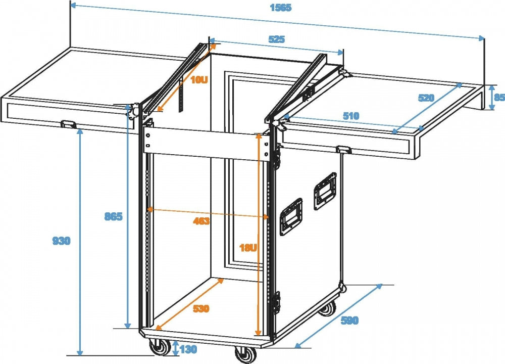 ROADINGER Spezial-Kombi-Case TA-1,18HE mit Rollen