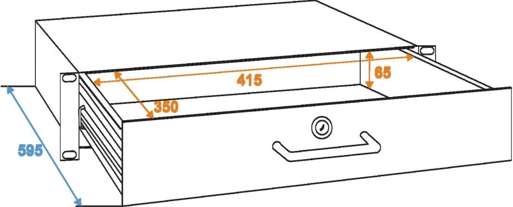 OMNITRONIC Rackschublade mit Schloss 2HE