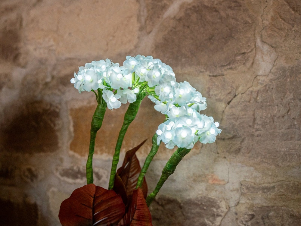 EUROPALMS Hortensie,weiß mit Blüten,100 LEDs