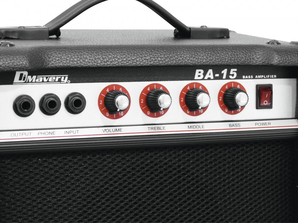 DIMAVERY BA-15 Bass-Verstärker 15W sw