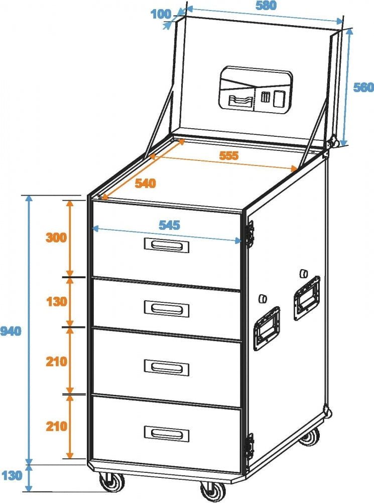 ROADINGER Universal-Schubladen-Case WDS-1 mit Rollen