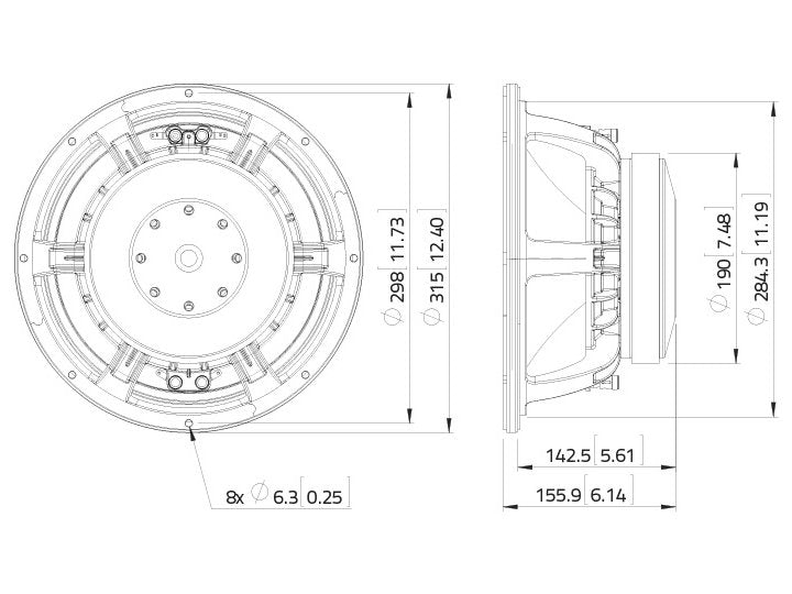 LAVOCE WAF123.00 12 Zoll  Woofer,Ferrit,"Alukorb