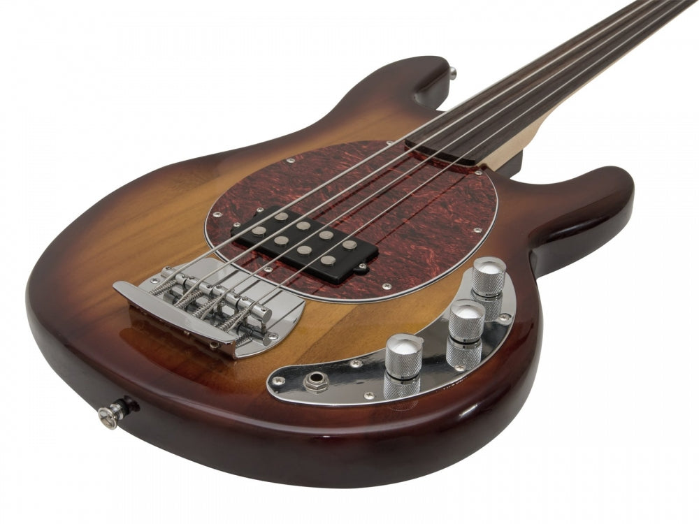 DIMAVERY MM-501 E-Bass,fretless,tobacco