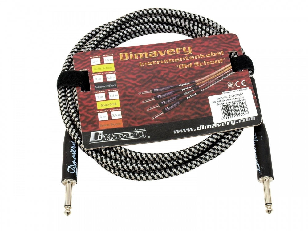 DIMAVERY Instrumenten-Kabel,3m,sw/sil