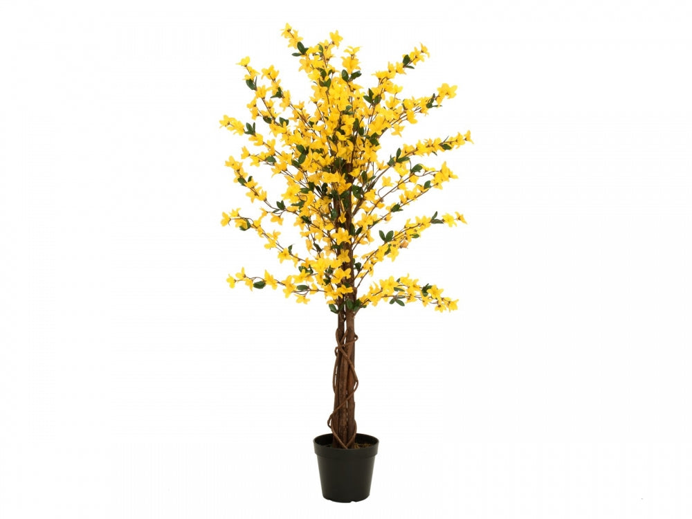 EUROPALMS Forsythienbaum mit 3 Stämmen,Kunstpflanze,gelb,120cm