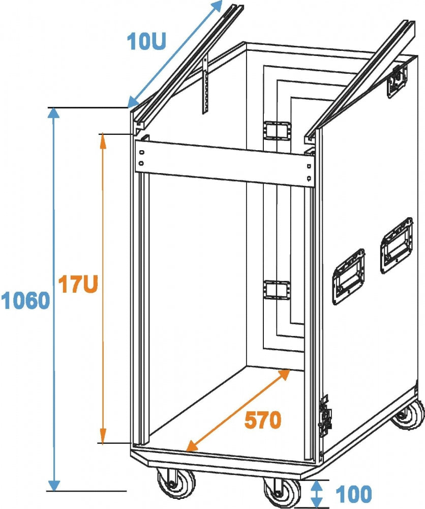 ROADINGER Spezial-Kombi-Case Profi,17HE mit Rollen