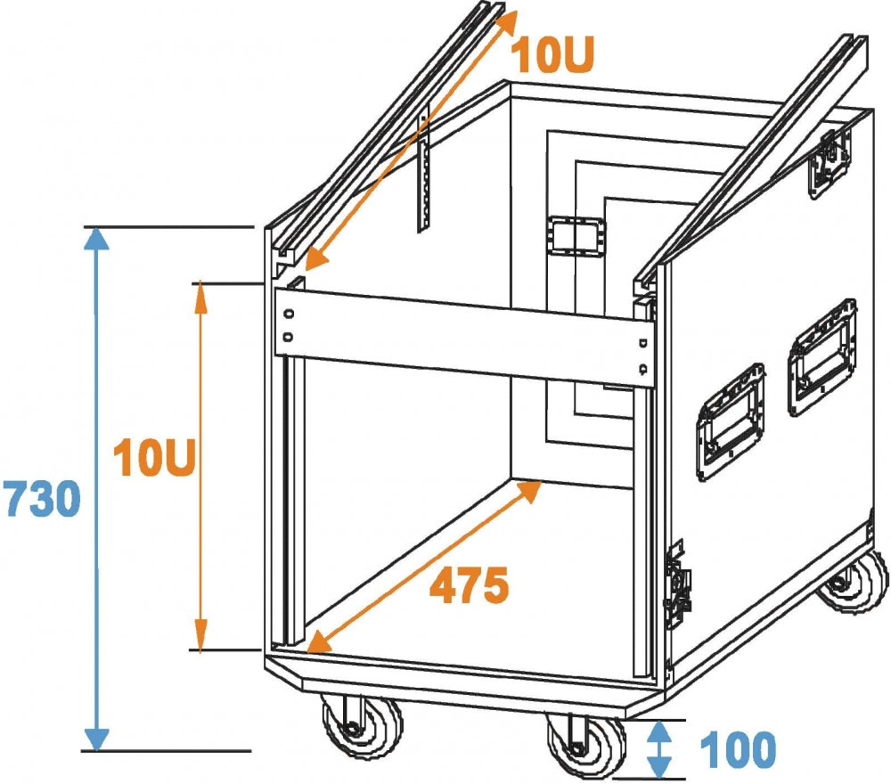 ROADINGER Spezial-Kombi-Case Profi,10HE mit Rollen