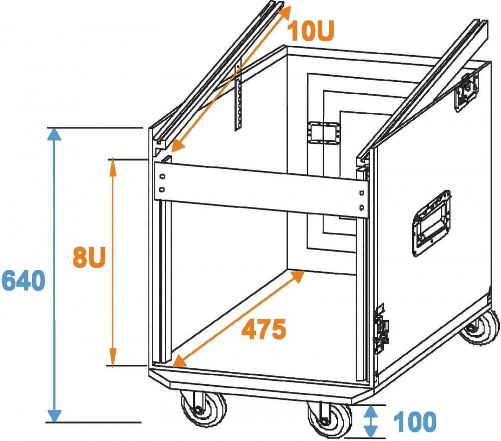 ROADINGER Spezial-Kombi-Case Profi,8HE mit Rollen