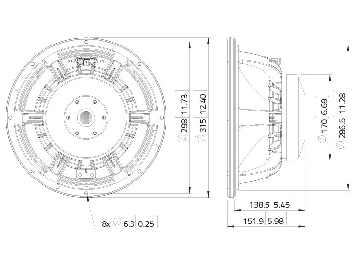 LAVOCE WAF122.50 12 Zoll  Woofer,Ferrit,"Alukorb