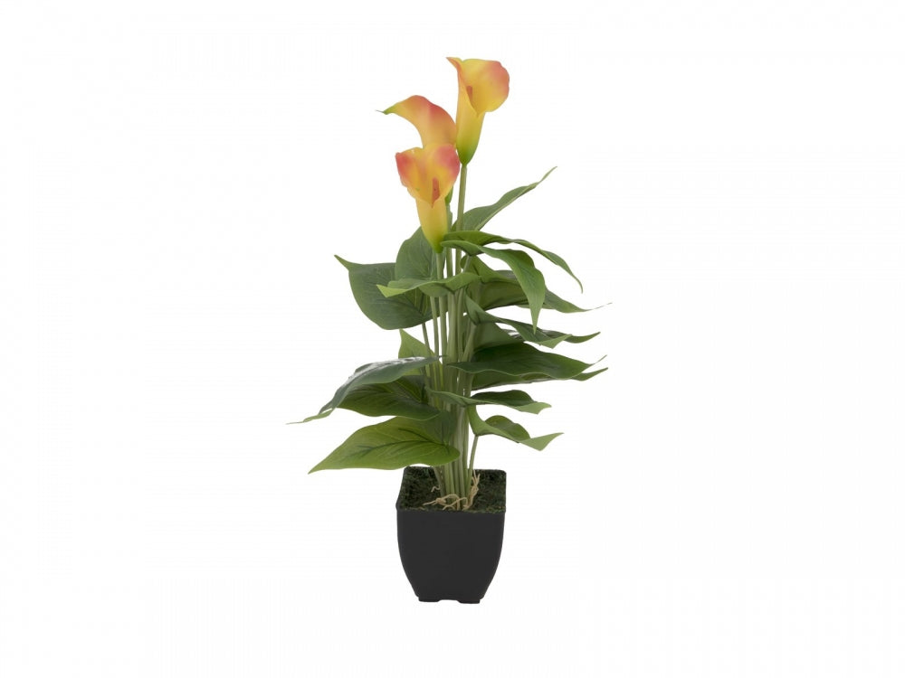 EUROPALMS Calla mini,Kunstpflanze,gelb orange,43cm