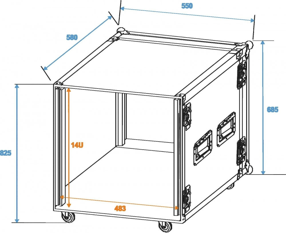 ROADINGER Verstärkerrack PR-2,14HE,47cm mit Rollen