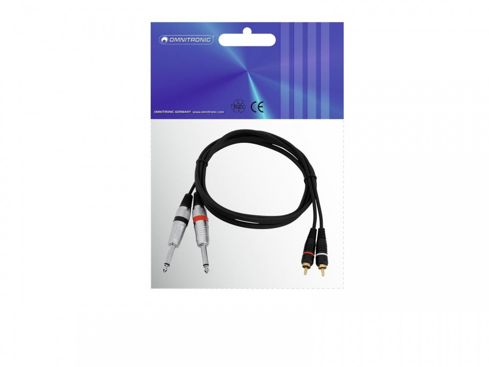 OMNITRONIC Adapterkabel 2xKlinke/2xCinch 1,5m sw