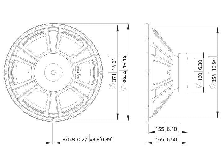 LAVOCE WSF152.50 15 Zoll  Woofer,Ferrit,"Stahlkorb