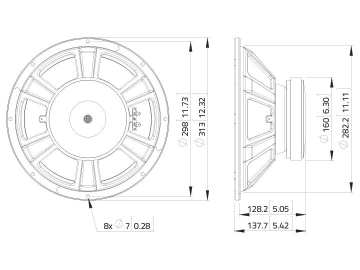 LAVOCE WSF122.50 12 Zoll  Woofer,Ferrit,"Stahlkorb