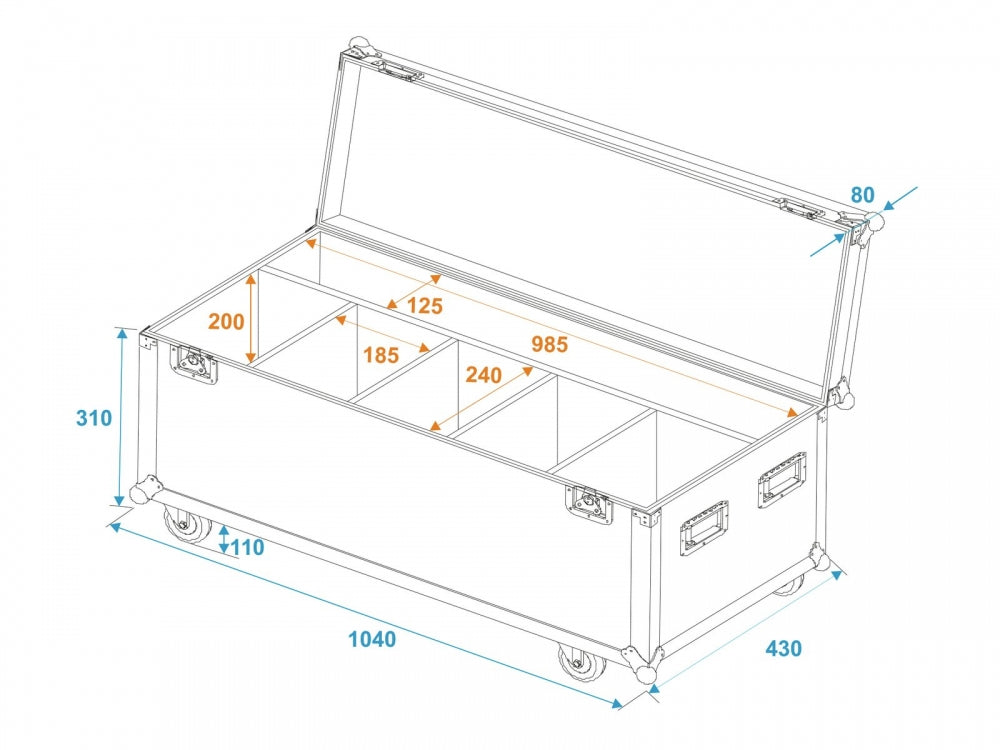 ROADINGER Flightcase 4x LED Umbrella