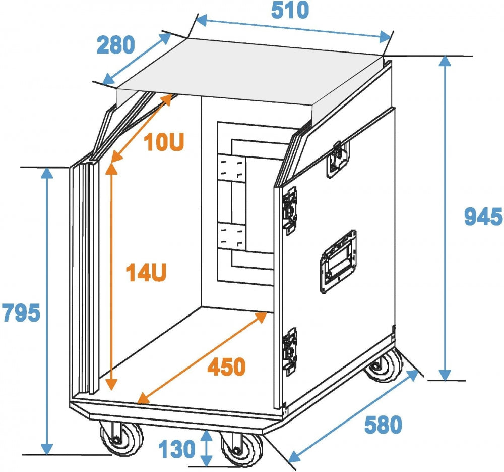 ROADINGER Spezial-Kombi-Case LS5 Laptop-Rack,14HE