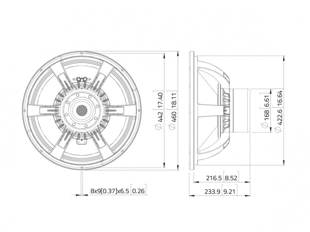 LAVOCE SAN184.50 18 Zoll  Subwoofer,Neodym,"Alukorb