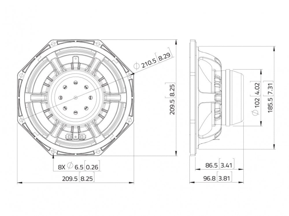 LAVOCE WAN082.01 8 Zoll  Woofer,Neodym,"Alukorb