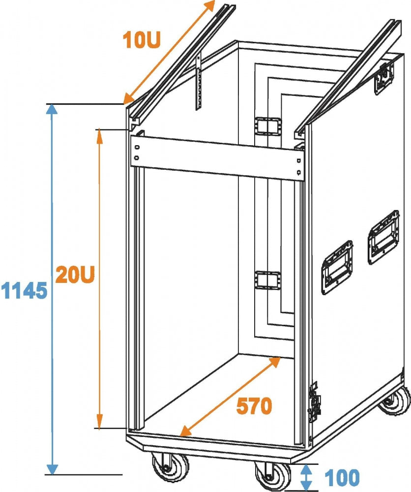 ROADINGER Spezial-Kombi-Case Profi,20HE mit Rollen