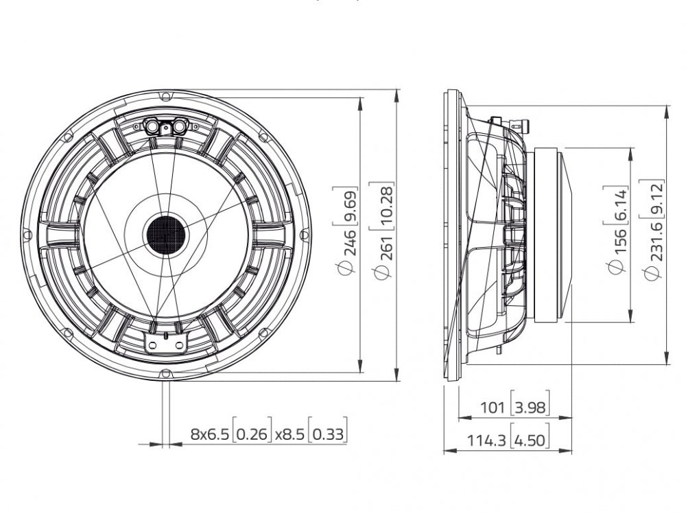 LAVOCE WAF102.50A-16 10 Zoll  Woofer,Ferrit,"Alukorb