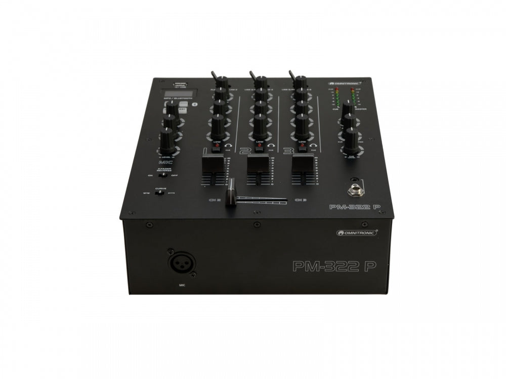 OMNITRONIC PM-322P 3-Kanal-DJ-Mixer mit Bluetooth und USB-Player