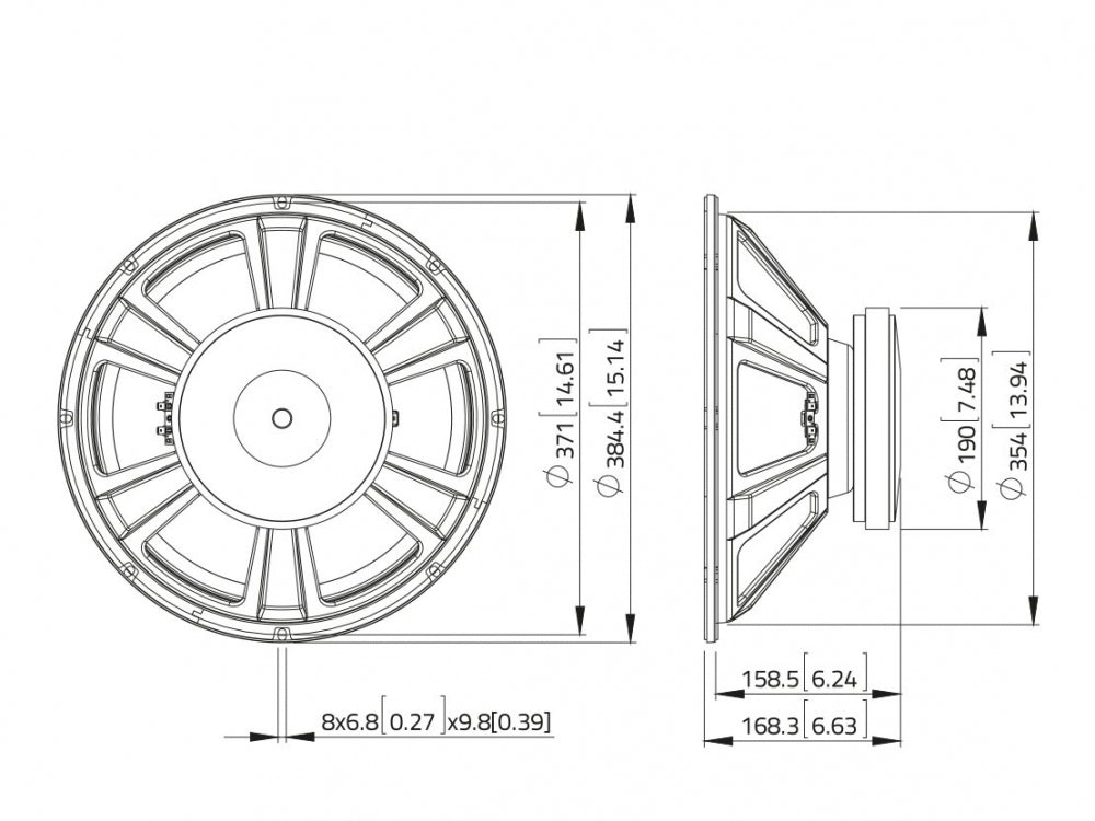 LAVOCE SSF153.00-4 15 Zoll  Subwoofer,Ferrit,"Stahlkorb