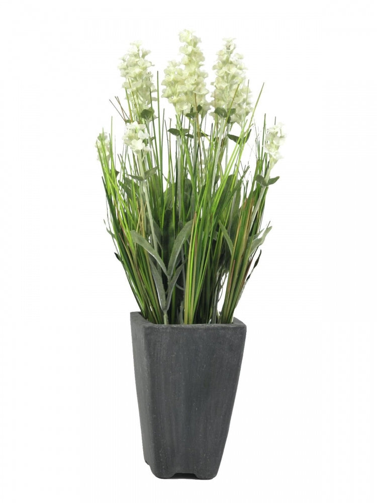 EUROPALMS Lavendel,Kunstpflanze,cremefarben,im Dekotopf,45cm